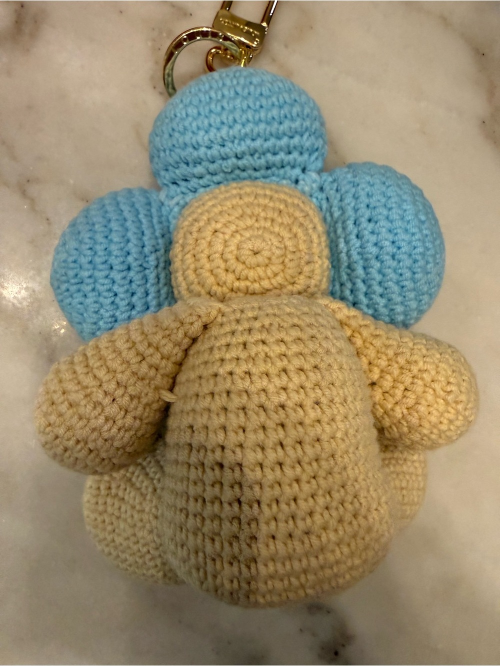 Crochet Plush Keychain - Blue & Beige Flower doll